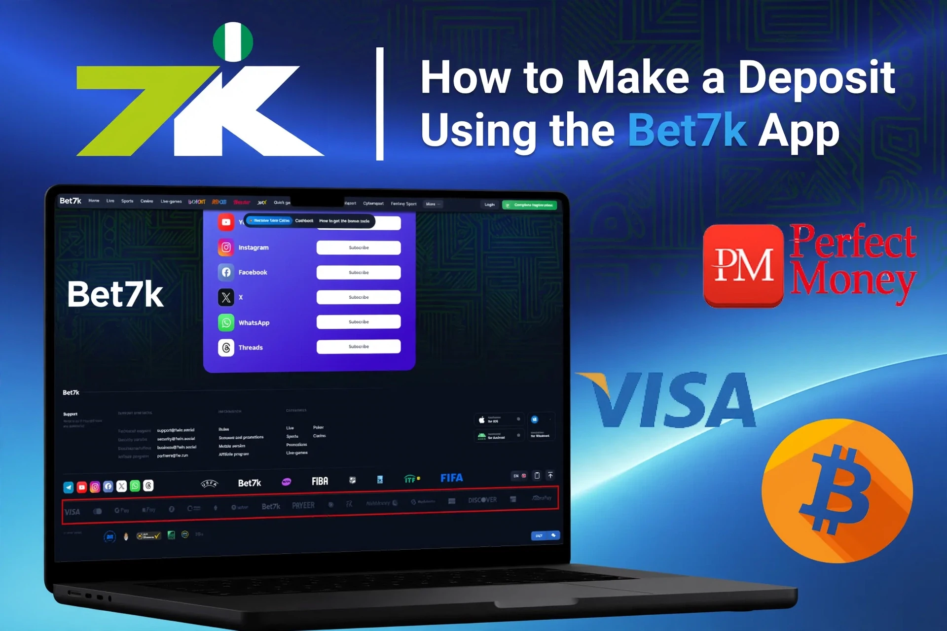 Registration process on the Bet7K mobile app with social login options