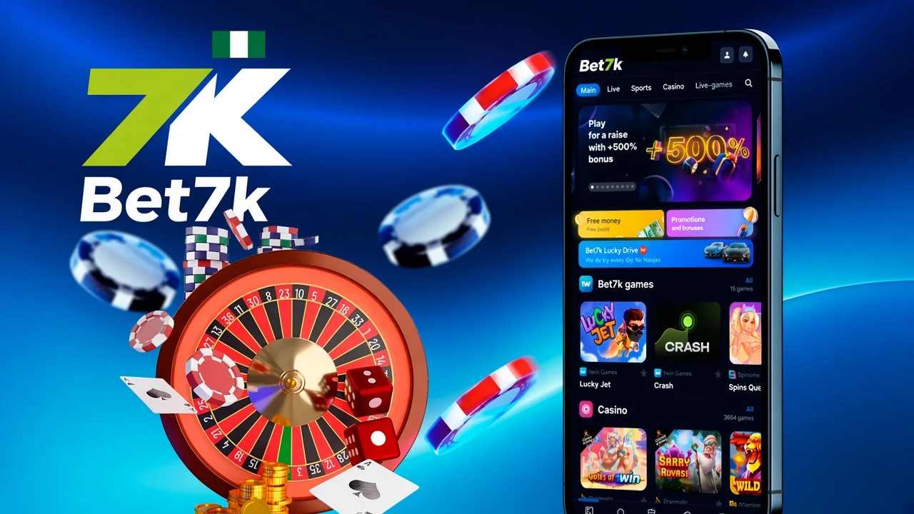 Mobile version of the Bet7K app displayed on smartphones, offering quick access to various betting and gaming features